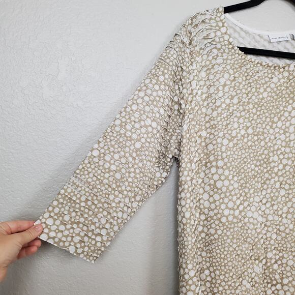 Susan Graver Tunic Top Womens 1X All Over Ruffle Textured 3/4 Sleeve Stretch - Picture 2 of 8